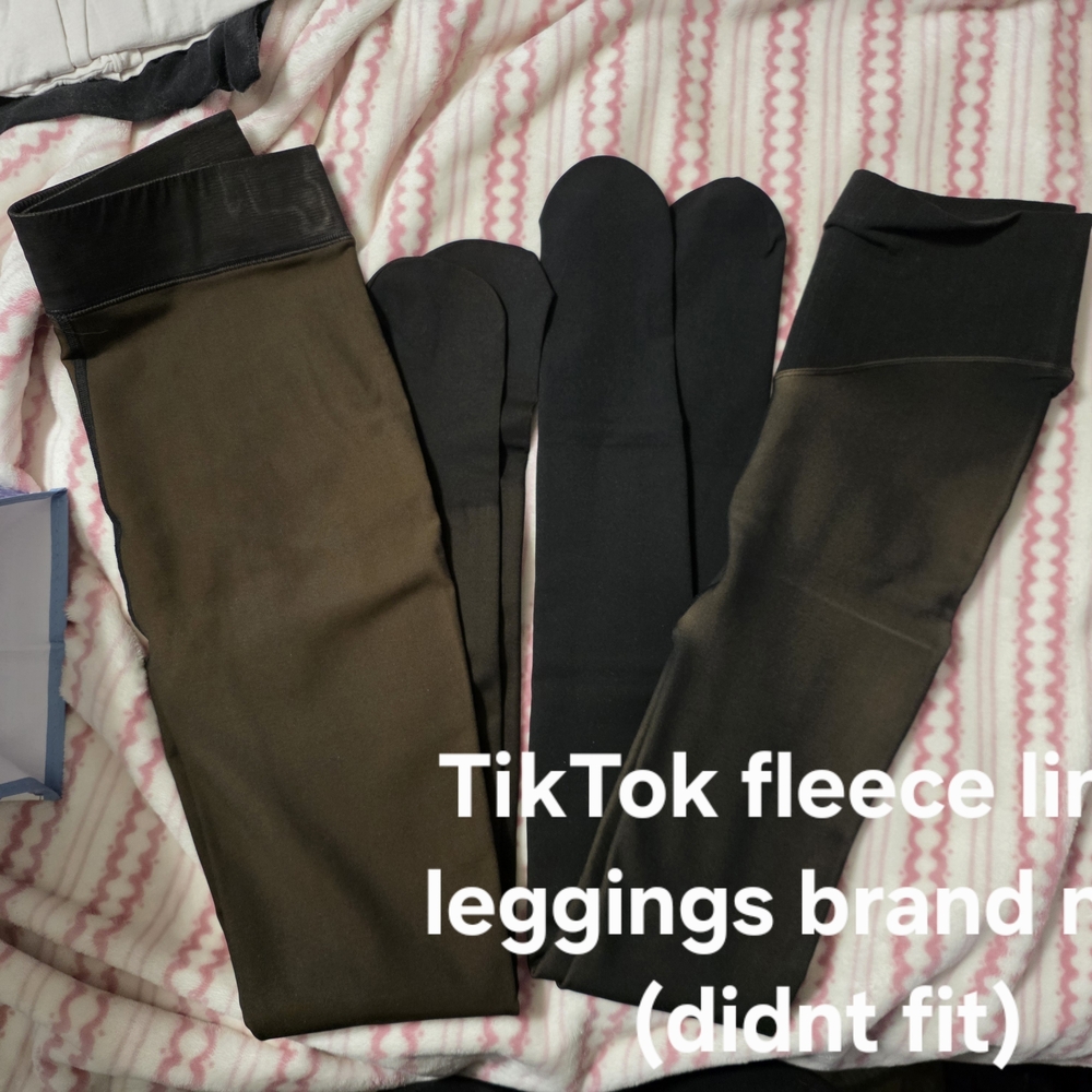 Womens Viral Tik-Tok Fleece-Lined Performance Leggings - Black/Brown